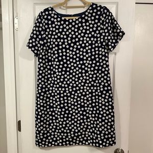 J.Crew navy and white polkadot shift dress